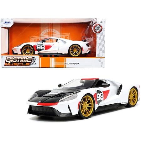 Endless Games 2021 Ford Gt No.98 White Heritage Edition Bigtime Muscle Series 1-24 Scale Diecast Model Car EN3287379